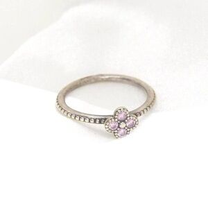 Sterling Silver Pink Clover Ring
